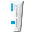 White squeeze tube standing on its white flip cap, printed sideways with 'LA ROCHE-POSAY', 'CICAPLAST BAUME B5+' and '200 ml' in black and blue, with a blue Korean sticker strip and blue square accents.